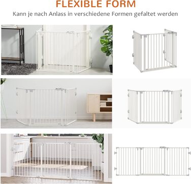 Захисний бар'єр для собак PawHut - переносний, регульований, 3 панелі, 202,5 x 76 см, білий