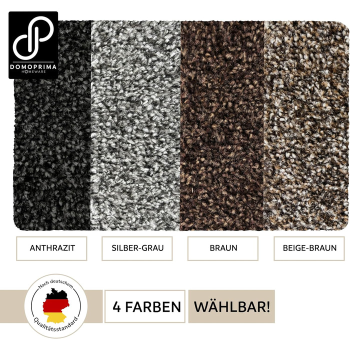 Килимок для підлоги DOMOPRIMA з мікрофібри, миючий, неслизький, надзвичайно поглинаючий та плоский – антибактеріальний, для внутрішнього та зовнішнього використання (Антрацит, 60x40 см)