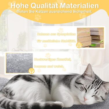 Багатоповерховий котячий будиночок-крісло з інтегрованим когтеточкою, платформою, гамаком та кошиком (Світло-сірий)