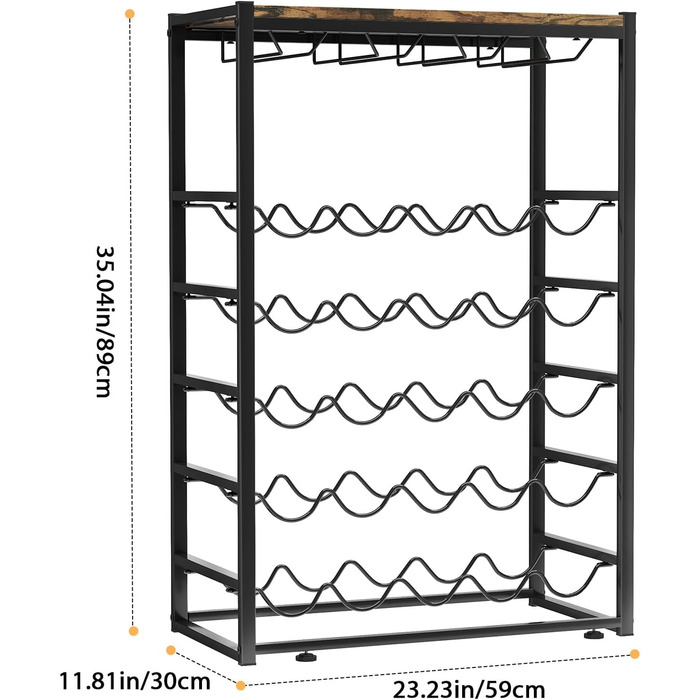 Стильна вітрина для вина Urban Deco: металева підставка з дерев'яною полицею, 59 x 30 x 89 см (25 пляшок)