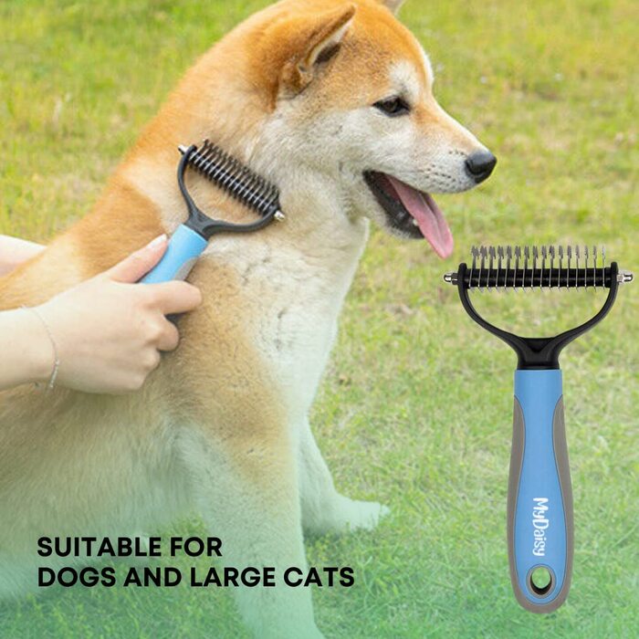 Щітка для собак та котів, видалення підшерстка, довга шерсть, гребінець для собак, синій