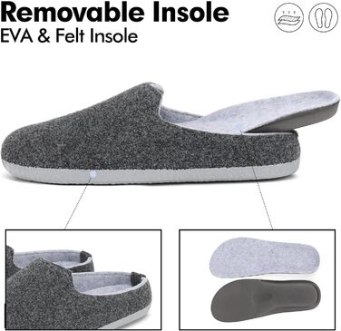 Тапочки домовими з фетру Mishansha для жінок та чоловіків, зимові, зручні, чорні, розмір 36-48