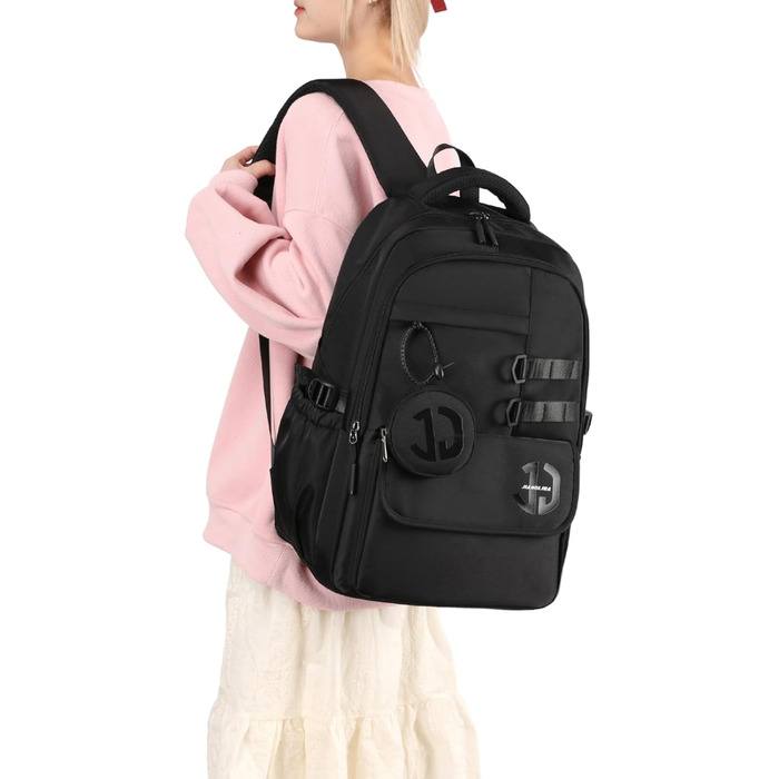 Водонепроникний шкільний рюкзак JANSBEN для підлітків (хлопців та дівчат), багатоклековий дизайн для школи та подорожей, ідеальний для 5 класу, чорний