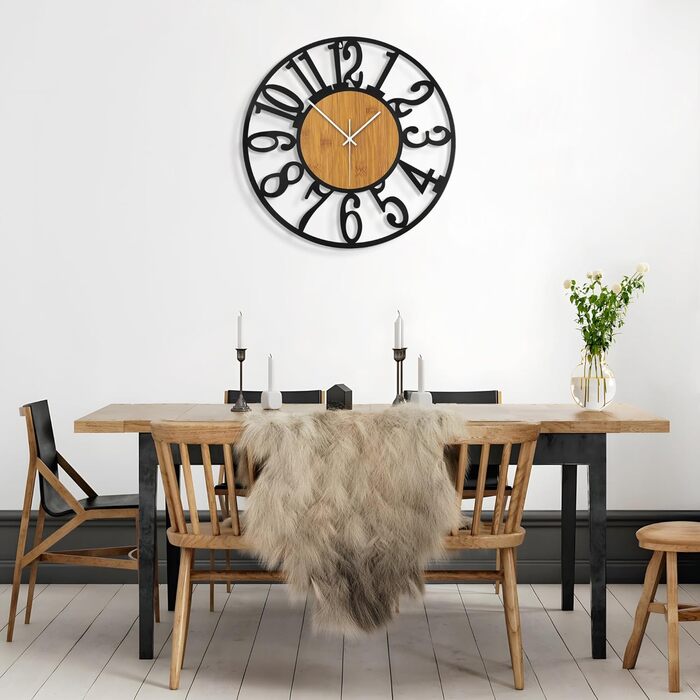 Large Wall Clock, Ticking Sounds, 34CM/14 Inch Silent, No Noise, Battery Operated, Modern, Oversized, Retro Vintage Oversized Wall Clock for Living Room, Bedroom and Kitchen