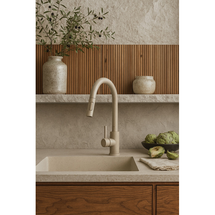 Змішувач для кухні стійкий Granite Sink Tara Slim, бежевий