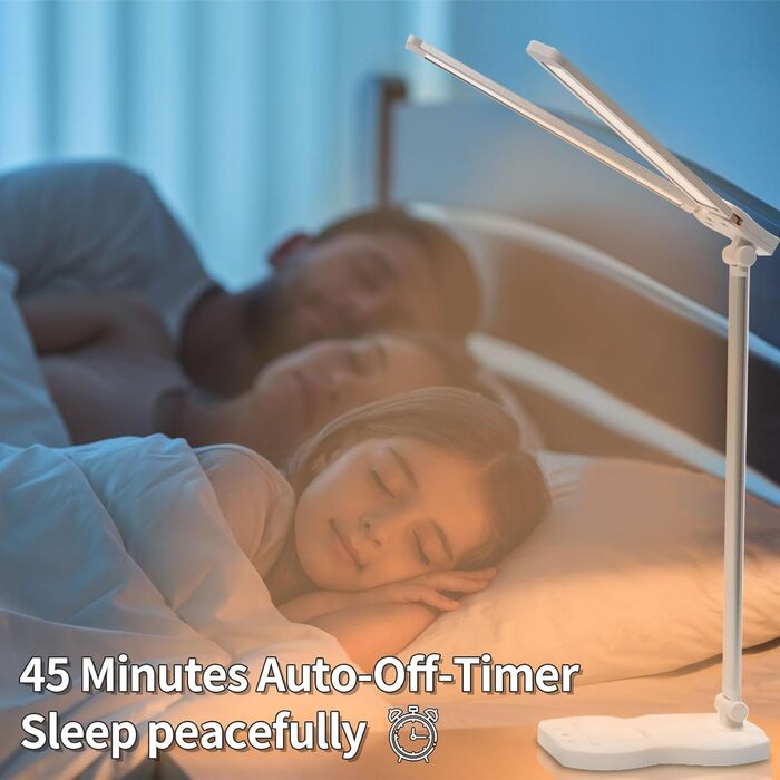 LED лампа настільна LQWELL® QM019 з диммуванням, USB-зарядкою, сенсорним керуванням та пам'яттю для дітей та офісу. 5 кольорів, 10 рівнів яскравості, металевий корпус, для захисту очей.