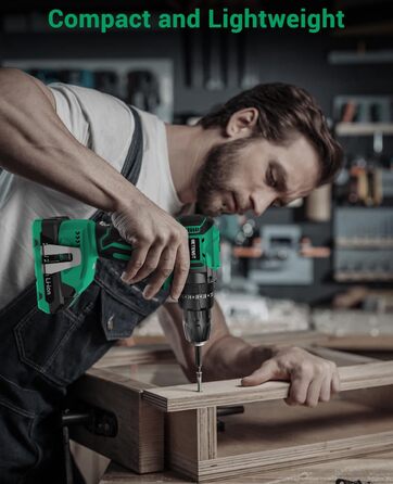 Акумуляторний шуруповерт BETENST 21V: 42Nm, 2.0Ah, 25+3 рівня крутного моменту, 2 швидкості, 10 мм патрон, LED, 30-ти елементний набір для дому, саду, DIY