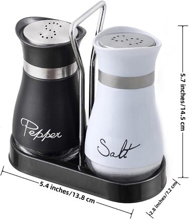 Набір солі та перцю з підставкою: скляні ємності з нержавіючої сталі, для кухні та кемпінгу