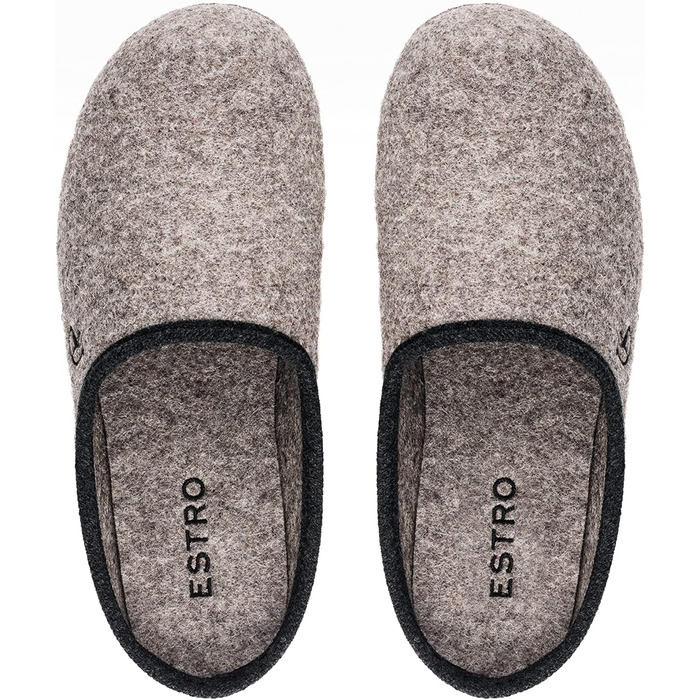Чоловічі фетрові тапочки ESTRO - теплі зимові халапи для дому, сірий колір, розмір EU 45, широка форма