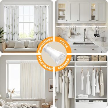 Тelescopic штанга для карнизи без свердління 120-200см - для штор, душових перегородок, вікон, ванної кімнати (1шт, білий)