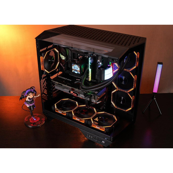 darkFlash DY470 - Корпус для ігрового ПК Full-Tower ATX з 4 PWM-ARGB вентиляторами, підтримка RTX 40, 2 камери, панорамне скло, радіатори до 360 мм (білий)