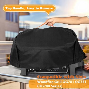 HODRANT Portable Grill Cover Compatible with Ninja OG701 OG751 OG700 Series Woodfire Grill, Grill Carry Bag with Handle and Inner Pocket, Grill Accessory Bag for Outdoors, Cover Only
