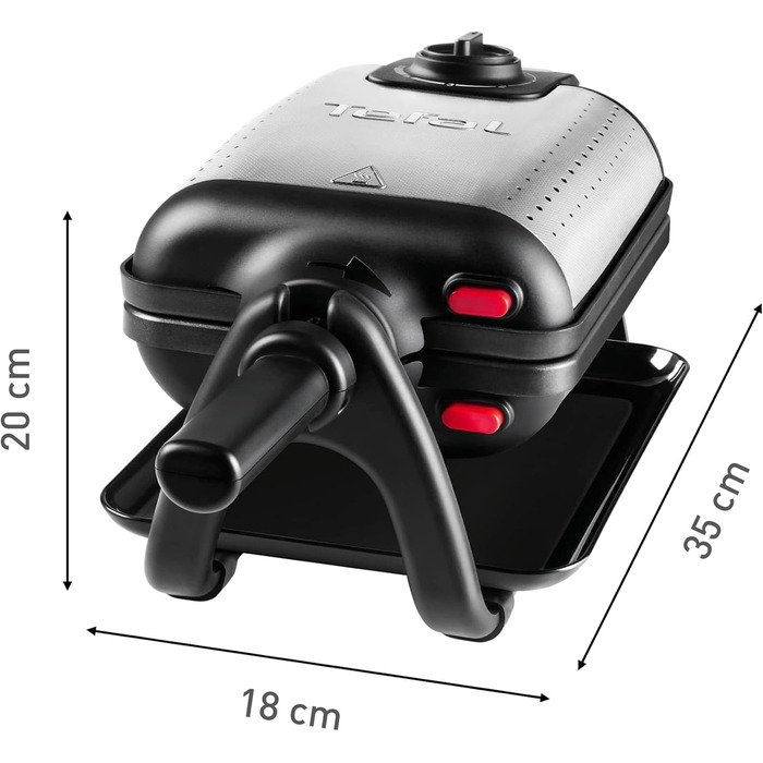 Tefal King Size Waffle Maker WM756D | Double waffle maker for 2 Belgian waffles | Rotating function | Non-stick coated plates | Thick waffles | Temperature control | Easy cleaning | 120W | 1L