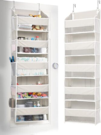 Органайзер для дверей ULG з 5 великими та 10 сітчастими кишенями, 20 кг вантажопідйомність, бежевий