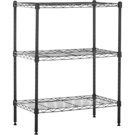 Amazon Basics Narrow Storage Cabinet with 3 Shelves, Adjustable Shelves, and Leveling Feet, Maximum Weight Capacity 340 kg, Black, 34 cm D x 58.9 cm W x 76.2 cm H
