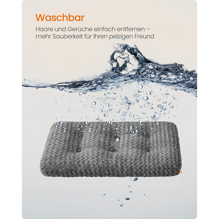 Ліжко для собак Feandrea XL, м'яка подушка для великих собак, 110 x 73 см, сірий колір, зручне та миється, антиковзаюча підкладка, PGW293GN01