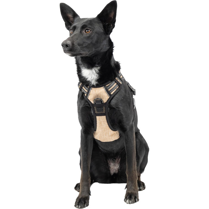 Шлейка для собак Ferplast середнього розміру, 2 гачки для контролю, шлейка від тяги, регульована, світловідбиваюча та дихаюча, ідеальна для тренувань, M, Бежево-коричнева