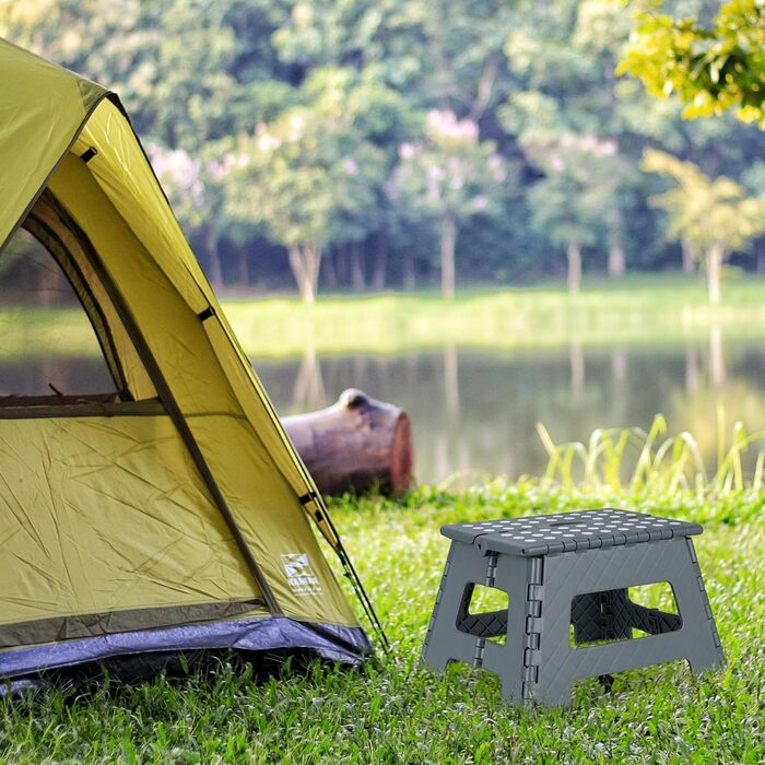 Складний табурет Relaxdays - туристичний, дитячий, для ванної кімнати, до 150 кг, пластик, сірий/білий (антрацит/білий)