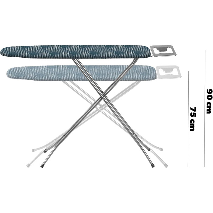 Прасувальна дошка KADAX 110x30 см з регулюванням висоти, з термостійкою підставкою для праски, міцна, Made in EU (зелений каро)