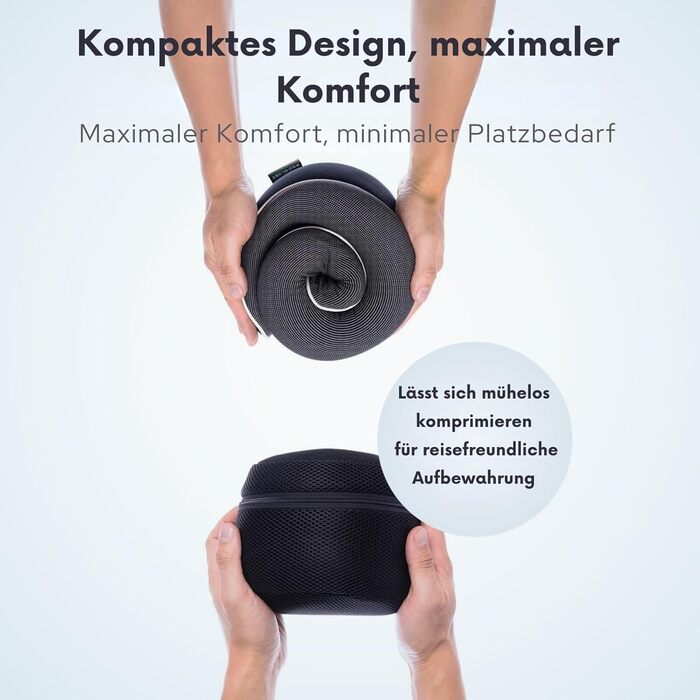 Подушка для шиї Proglobe, 100% Memory Foam, ортопедична, для подорожей (літак, авто, поїзд), з 3D-маскою для сну, сітчаста сумка (темно-сіра)