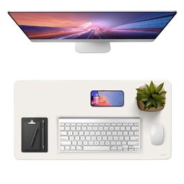 Підкладка на стіл Vicwe з PU-шкіри 80x40 см, біла. Килимок для миші, захист столу для офісу та дому