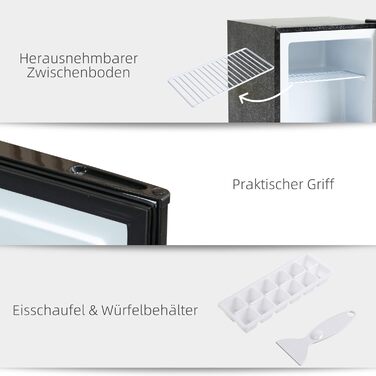 Mini морозильна камера HOMCOM 35 л, електрична, автономна, чорна, без замка