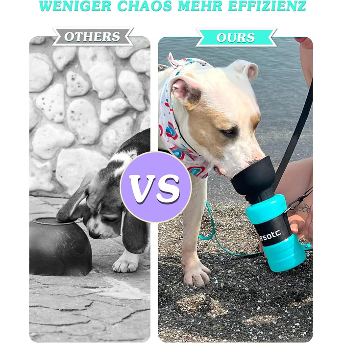 Складана пляшка для води для собак Lesotc 800 мл, блакитний колір, для прогулянок, подорожей та кемпінгу