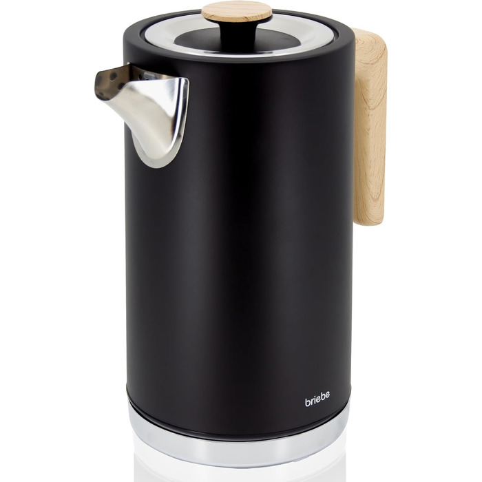 Тостер Briebe Nordic Set з широкими слотами та підставою для бургерів, 6 режимів підсмажування + Електричний чайник 1,7л, 2200W, чорний, набір для сніданку