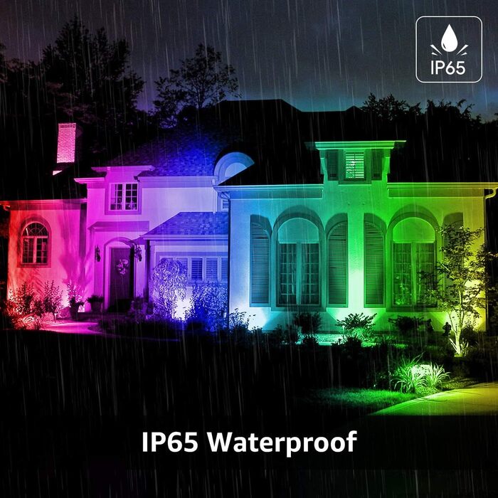 LED прожектор Lepro 50 Вт RGB з RF-пультом, набір 2 шт, водонепроникний IP65, з функцією пам’яті, диміруванням, кольорова зовнішня лампа для саду, вечірок, готелів