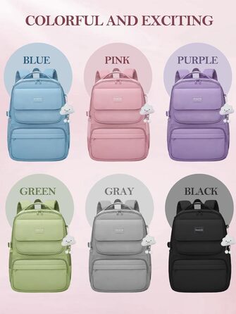 Шкільний рюкзак FIORETTO для дівчаток-підлітків, рюкзак для жінок з відділом для ноутбука 15,6', водонепроникний, легкий, 25L, для школи та подорожей, рожевий