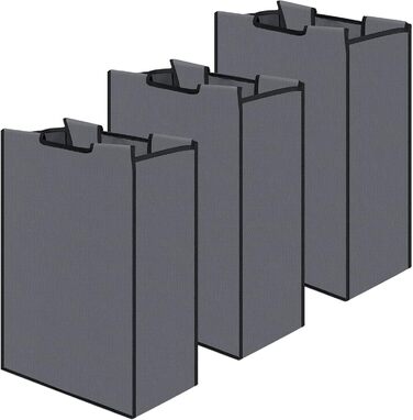 Laundry Sorter, Replacement Bags, Removable Replacement, Laundry Storage, Organizer, Without Hooks, 37 x 21 x 55 cm, Dark Grey, 3 Pieces