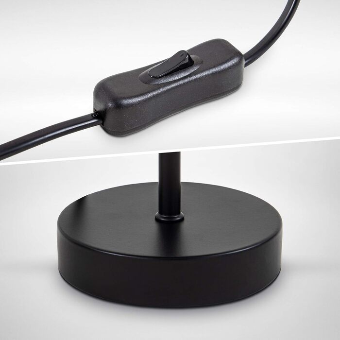 Торшер B.K.Licht: вінтажна настільна лампа з абажуром з тканини, чорно-золота, 33x20 см | Настільна лампа для читання та роботи