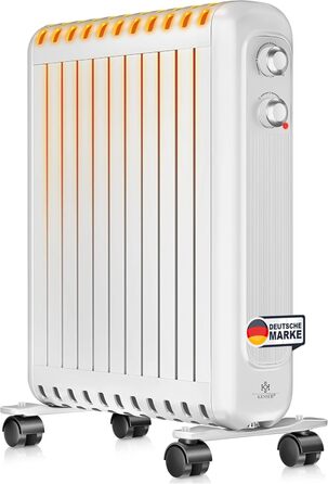 Масляний радіатор KESSER® 2500W з термостатом | Електричний обігрівач, 3 режими нагріву, білий