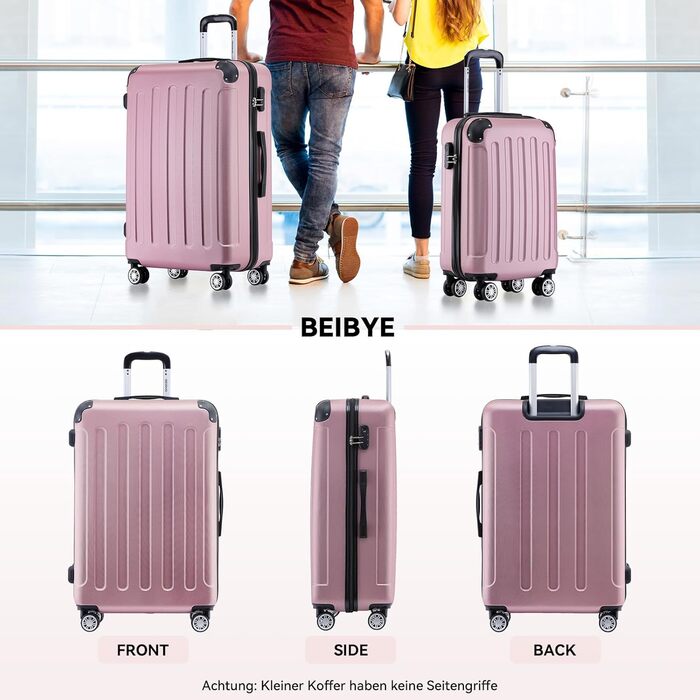 Набір валіз Beibye 2045 з трьох валіз на колесах, з жорстким корпусом, 20 кольорів (темно-зелений, принцесса-рожевий)