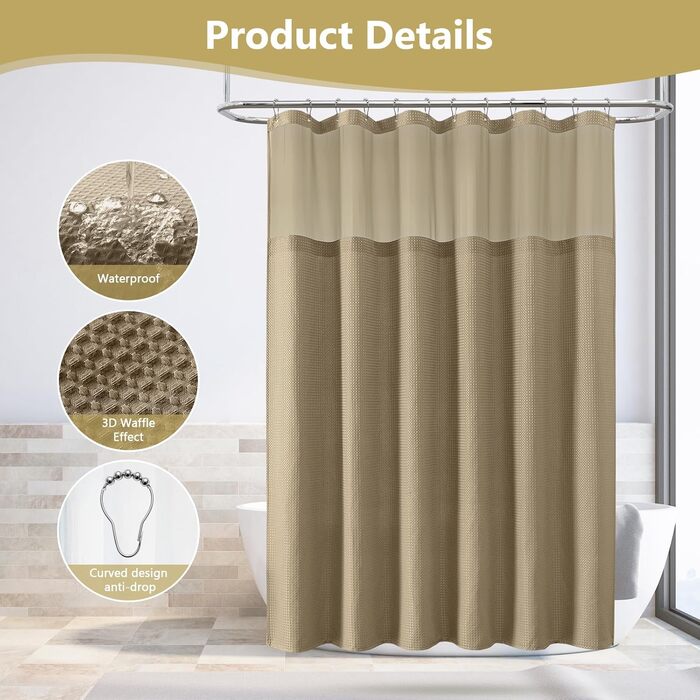 Шторка для душу FY&XZH з гачками, важка, водонепроникна, зелена, 83x83 см та 200x200 см, з сітчастим вікном, стиль готелю