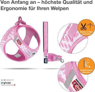 Шлейка для собак Air-esh L з повідком (XS, рожевий колір з кругами)