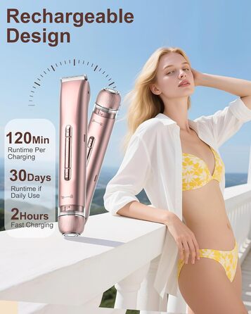 Електричний жіночий епілятор 2 в 1 з тримером, silky splash, Rose Gold, IPX7, з керамічними лезами