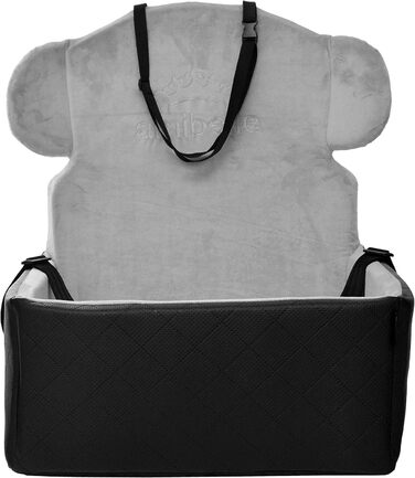 Автокрісло для собак 2в1 | Універсальне автоліжко для собак та котів | М'яке автоліжко з штучної шкіри та плюшу | 48 x 48 см (Чорний Miki)