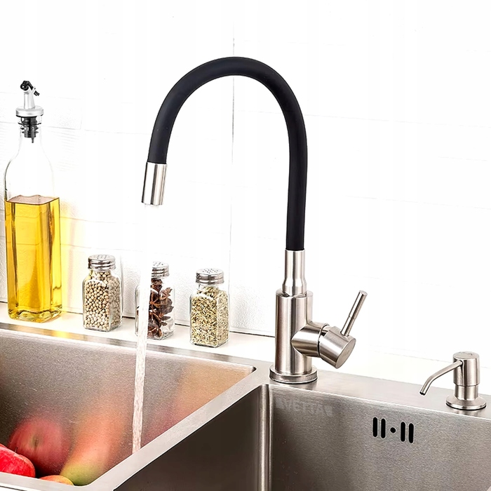 Кухонний змішувач Granite Sink, чорний з сріблом