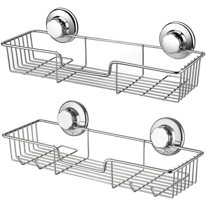 SANNO Strong Suction Cup Shower Shelf Bathroom Rack Storage Stainless Steel Soap Dish Holder, with Suction Cup, Sponge Holder for Shower, Bathroom