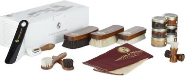Langer & Messmer Shoe Care Set including high-quality leather care creams and horsehair brushes for effective care of your smooth leather shoes - The shoe care set for professional shoe care.