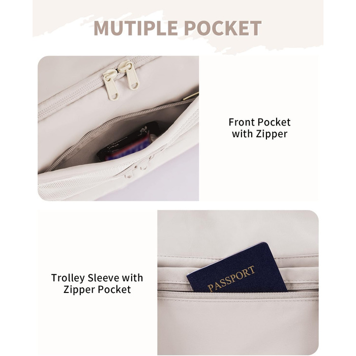 Спортивна сумка Wandf для ручної поклажі в літак (45x36x20 см) з відділенням для взуття та мокрих речей, бежева