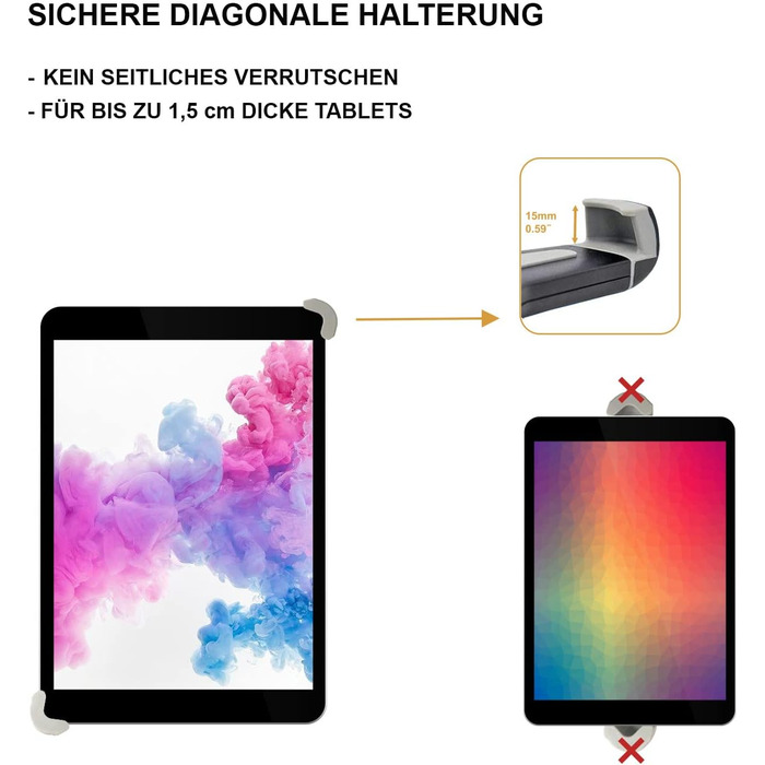Утримувач для планшета в авто, кріплення на спинку сидіння, 9.5-14.5 дюймів, сумісний з iPad, iPad Pro, Switch, Galaxy