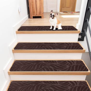 GOYLSER Non-Slip Wooden Stair Treads - Felt Self-Adhesive Stair Mats - 15 Piece Set (76x20cm)