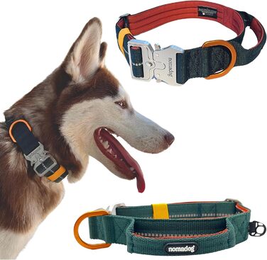 Нашийник для собак Nomadog Trailblazer M - міцний, тактичний, з ручкою, світловідбиваючий