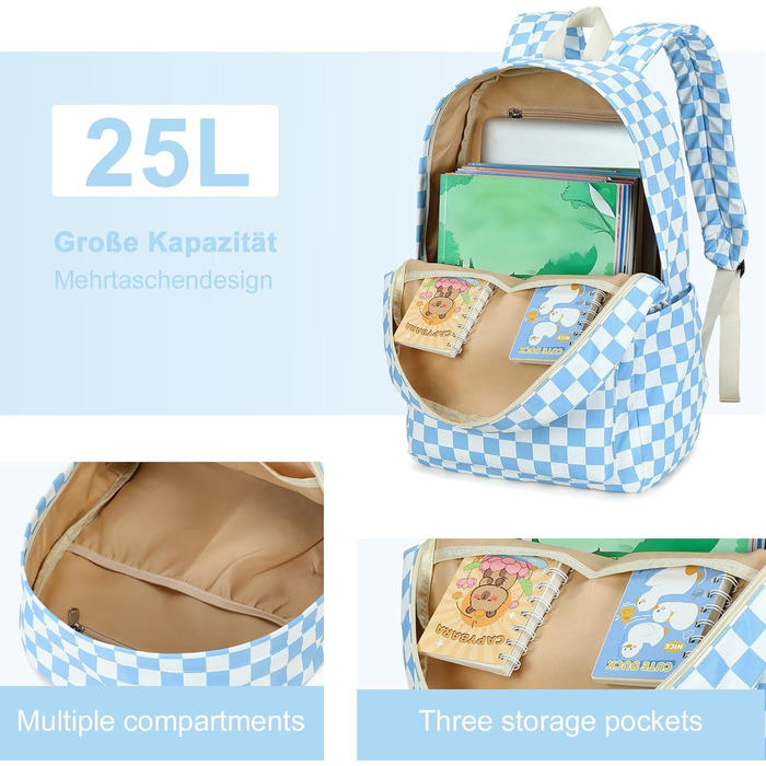 Шкільний рюкзак LEDAOU для хлопчиків та дівчаток-підлітків, білий з ромашками, чорний, блакитно-білий, для щоденного використання