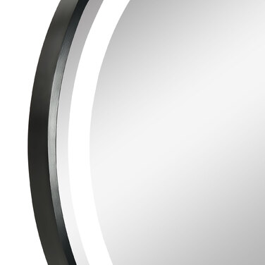 Kleankin LED Bathroom Mirror Ø60cm, Bathroom Mirror with 3 Light Colors, Touch Function, Memory Function, IP44, Black for Modern Bathroom
