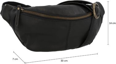 Сумка на пояс Gusti Leder чорна – велика вінтажна сумка через плече для жінок та чоловіків, з натуральної шкіри, регульований ремінь, елегантна для повсякденного використання та подорожей