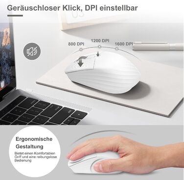 Механічна клавіатура та миша Leadsail FA98 бездротові, QWERTZ, 98 клавіш, низькопрофільний червоний перемикач, 1600 DPI, для Windows/MacOS/PC/Laptop (срібло)