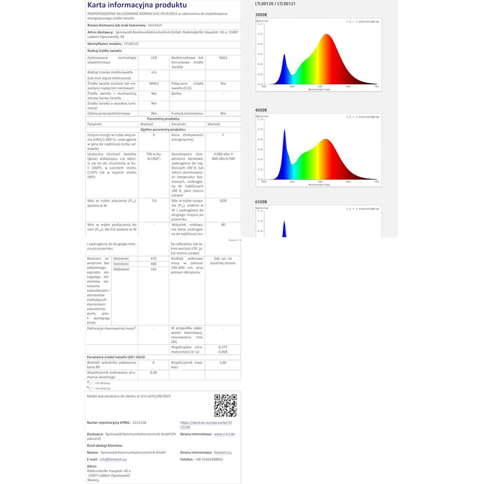 LED лампа настільна FeinTech LTL00121 з регулюванням яскравості, чорна